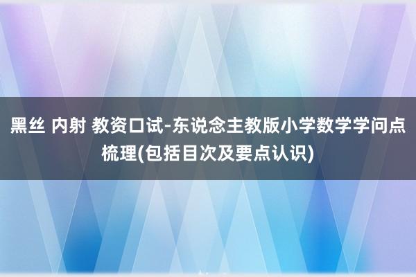 黑丝 内射 教资口试-东说念主教版小学数学学问点梳理(包括目次及要点认识)