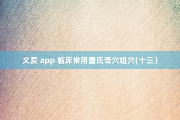 文爱 app 临床常用董氏奇穴组穴(十三）