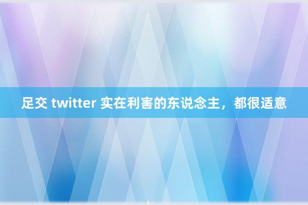 足交 twitter 实在利害的东说念主，都很适意
