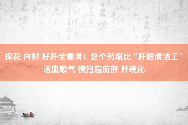 探花 内射 好肝全靠清！这个药堪比“肝脏清洁工”活血顺气 横扫脂肪肝 肝硬化